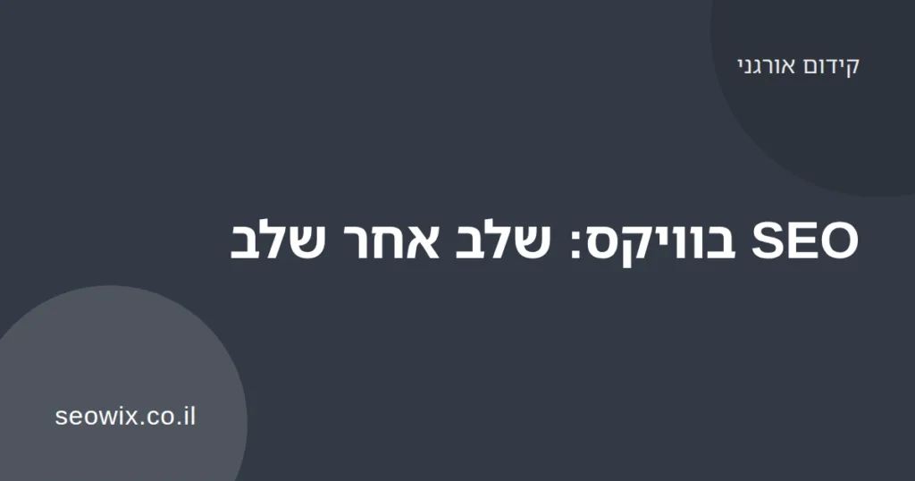 מסך מחשב עם עורך וויקס ולוח הגדרות SEO לעמוד